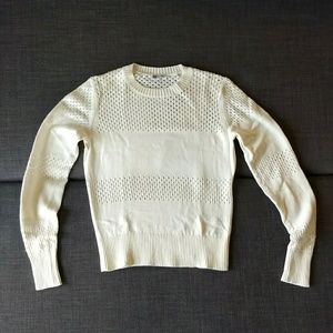 Cream Uniqlo Cotton Sweater With Eyelet Bands